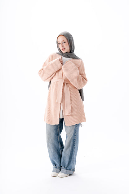 Oversized Knitted Cardigan -Pink