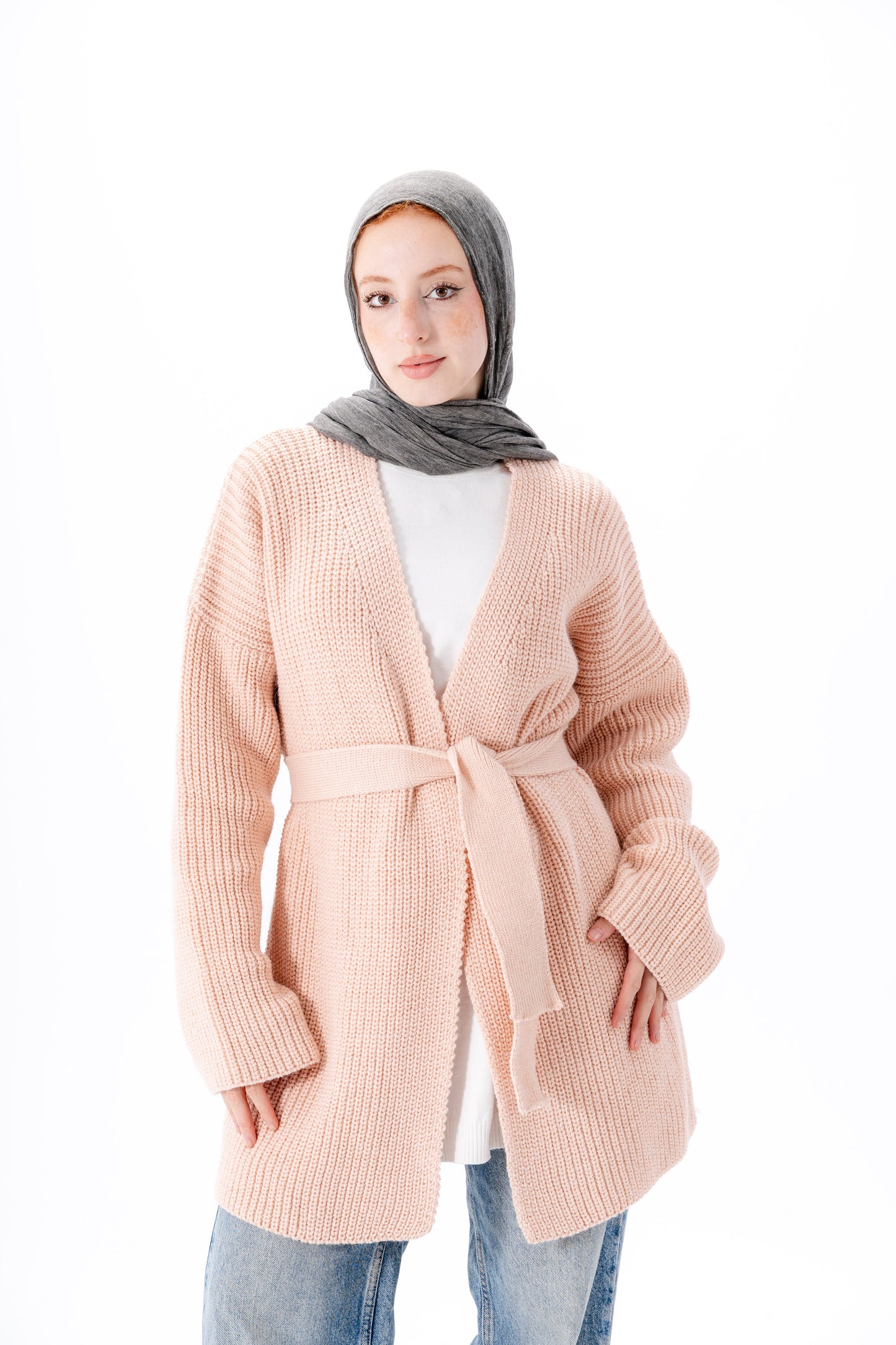 Oversized Knitted Cardigan -Pink
