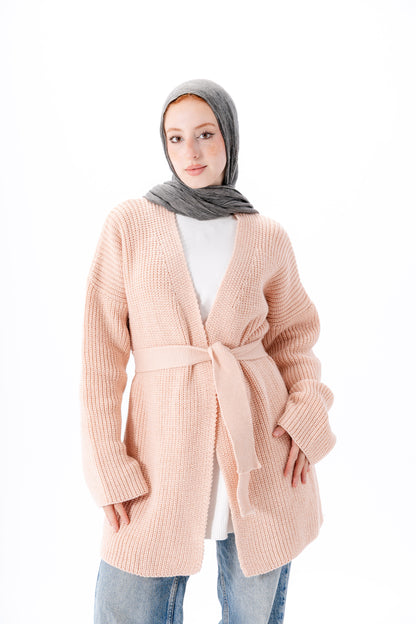 Oversized Knitted Cardigan -Pink