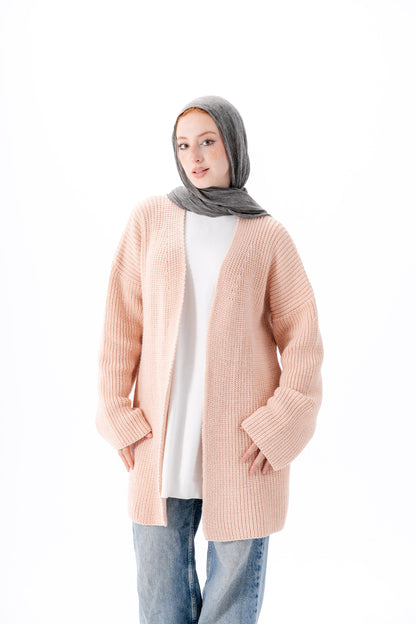 Oversized Knitted Cardigan -Pink