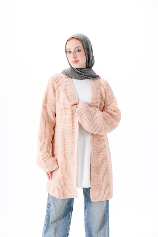 Oversized Knitted Cardigan -Pink