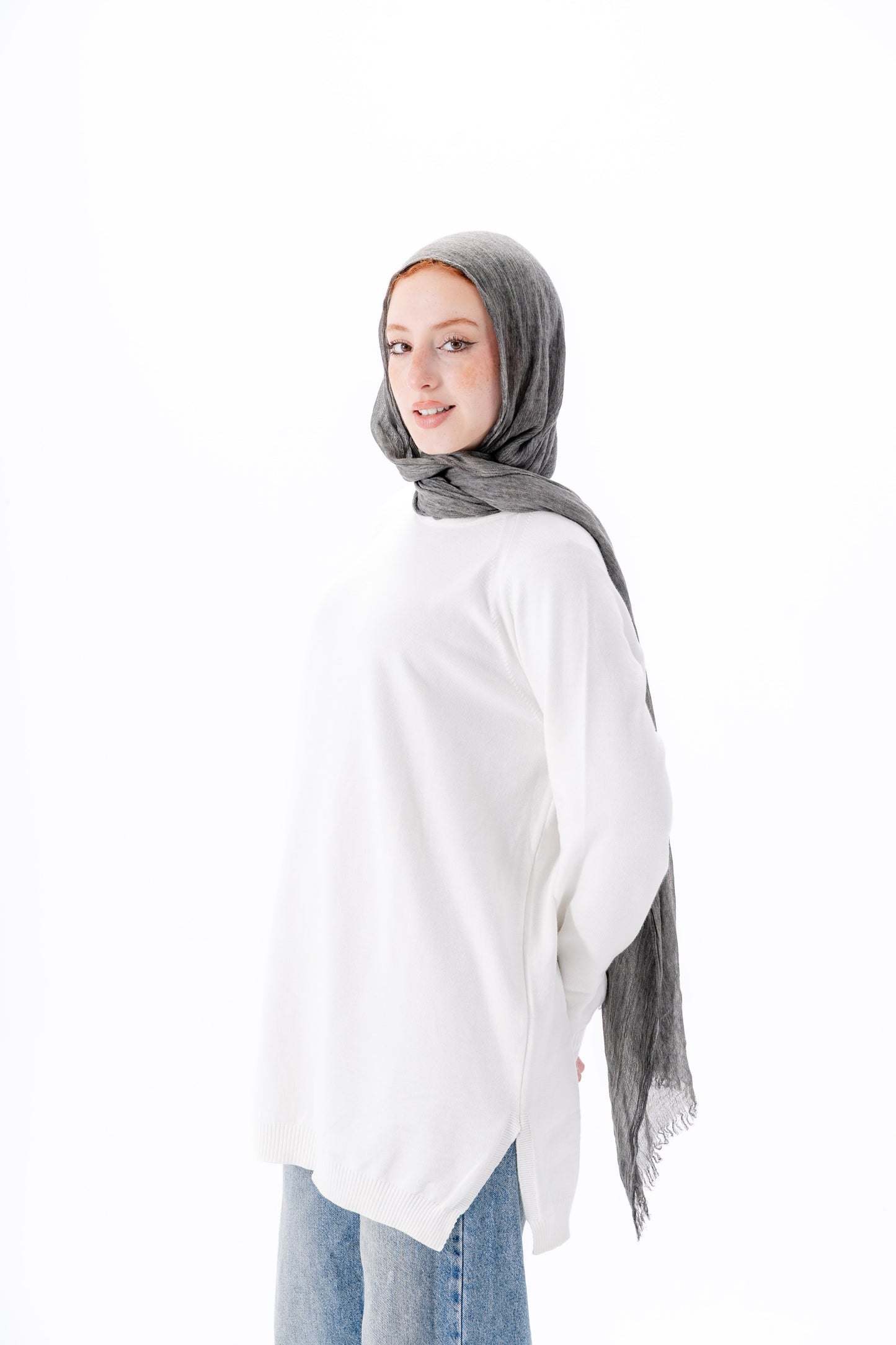 Long Basic Pullover- White