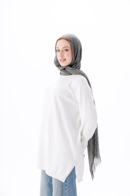 Long Basic Pullover- White