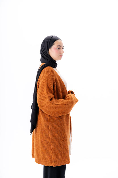 Oversized Knitted Cardigan -camel