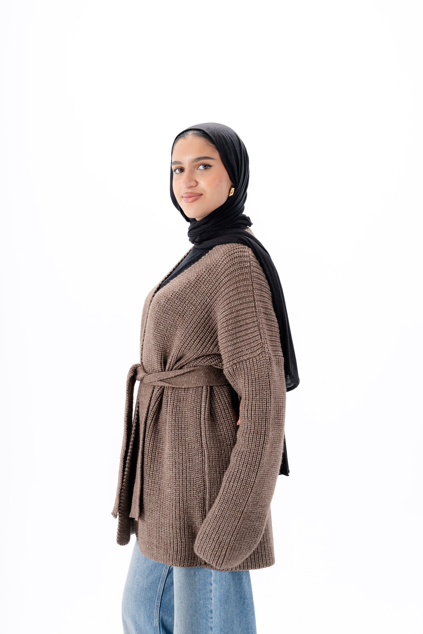 Oversized Knitted Cardigan -Taupe