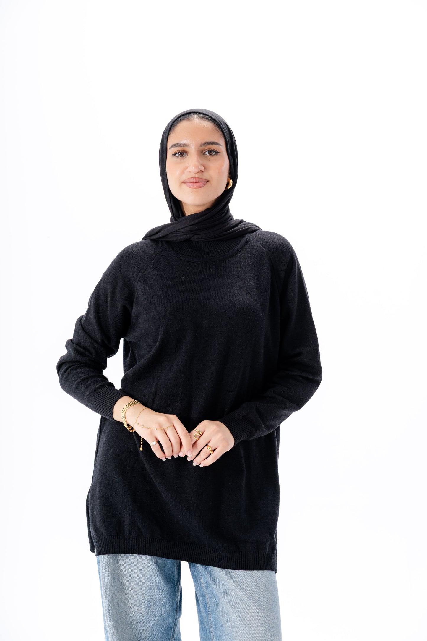 Long Basic Pullover- Black