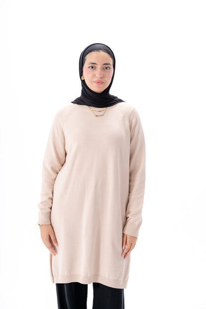 Long Basic Pullover- Beige