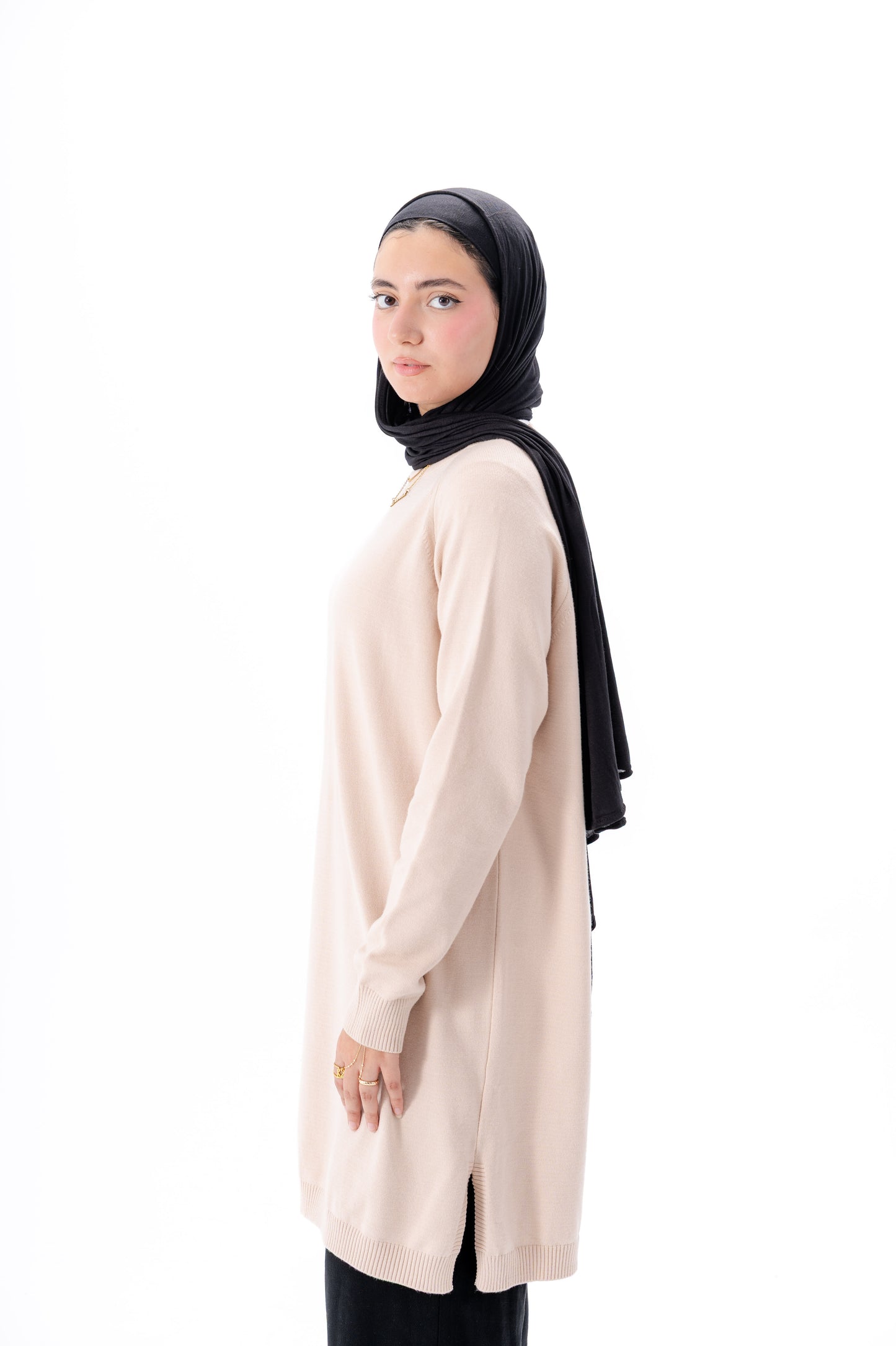 Long Basic Pullover- Beige