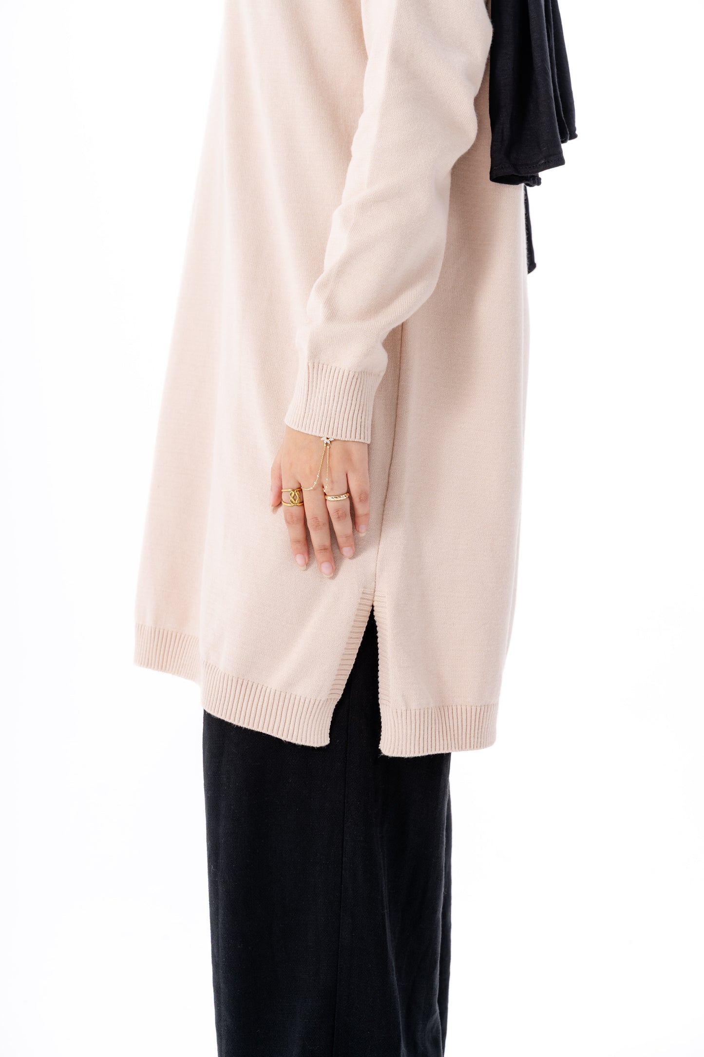 Long Basic Pullover- Beige