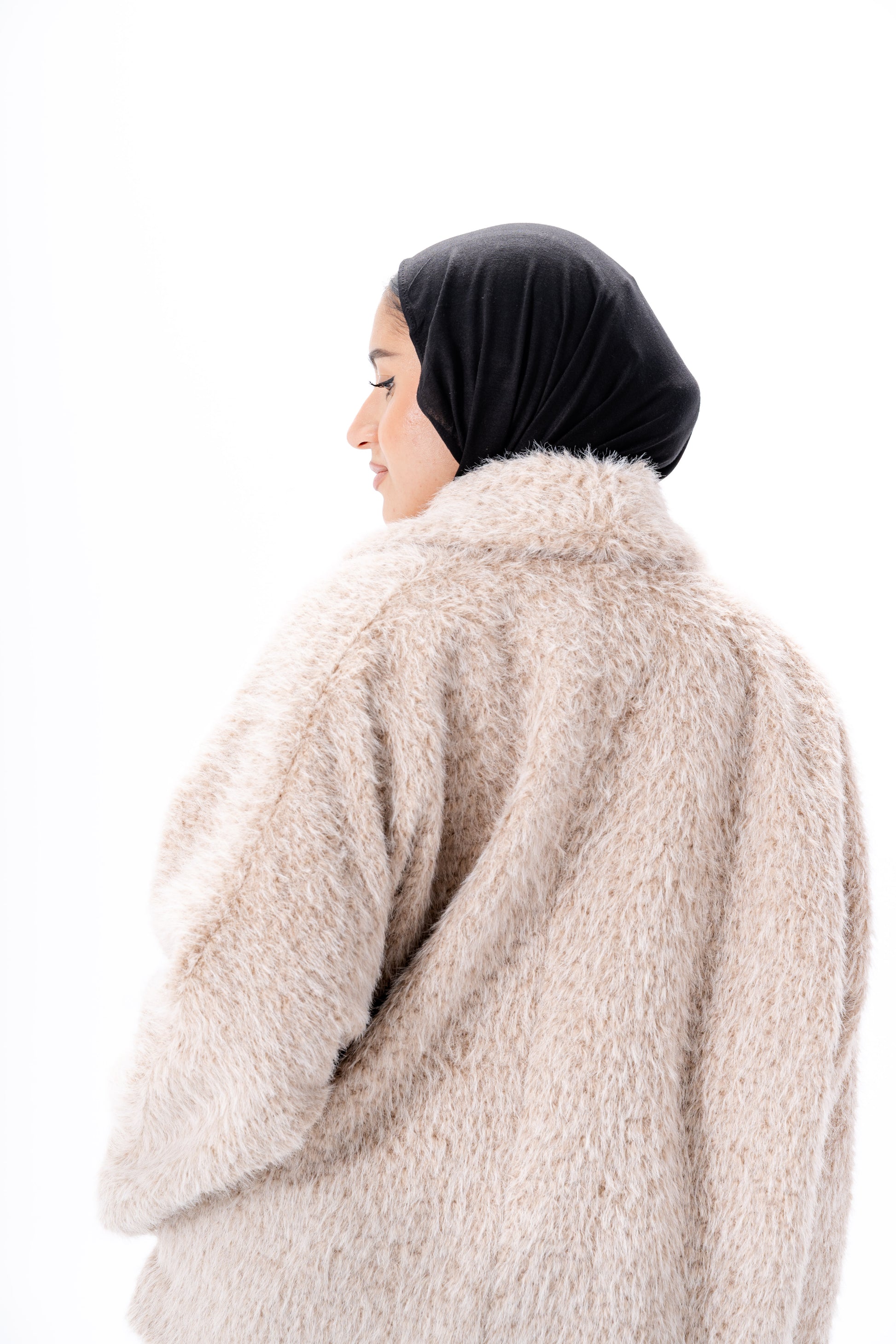 Faux Fur Jacket -Beige
