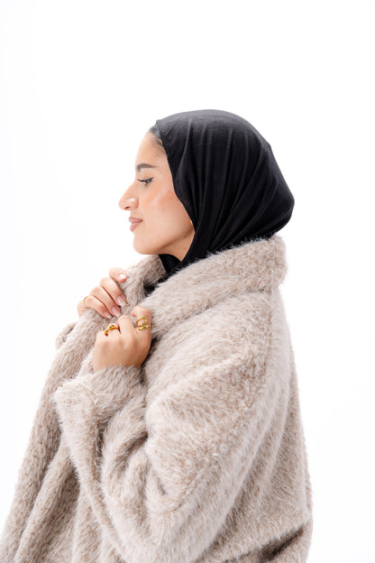 جاكيت من الفرو الصناعي - بيج