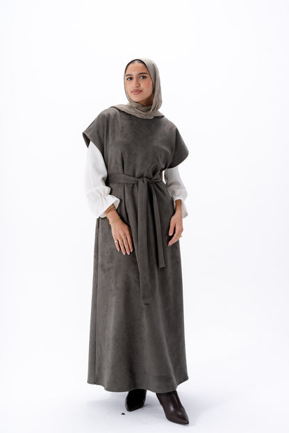 Layered White Sleeve Dress -Olive