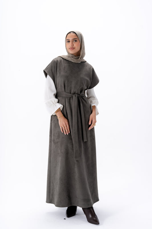 Layered White Sleeve Dress -Olive