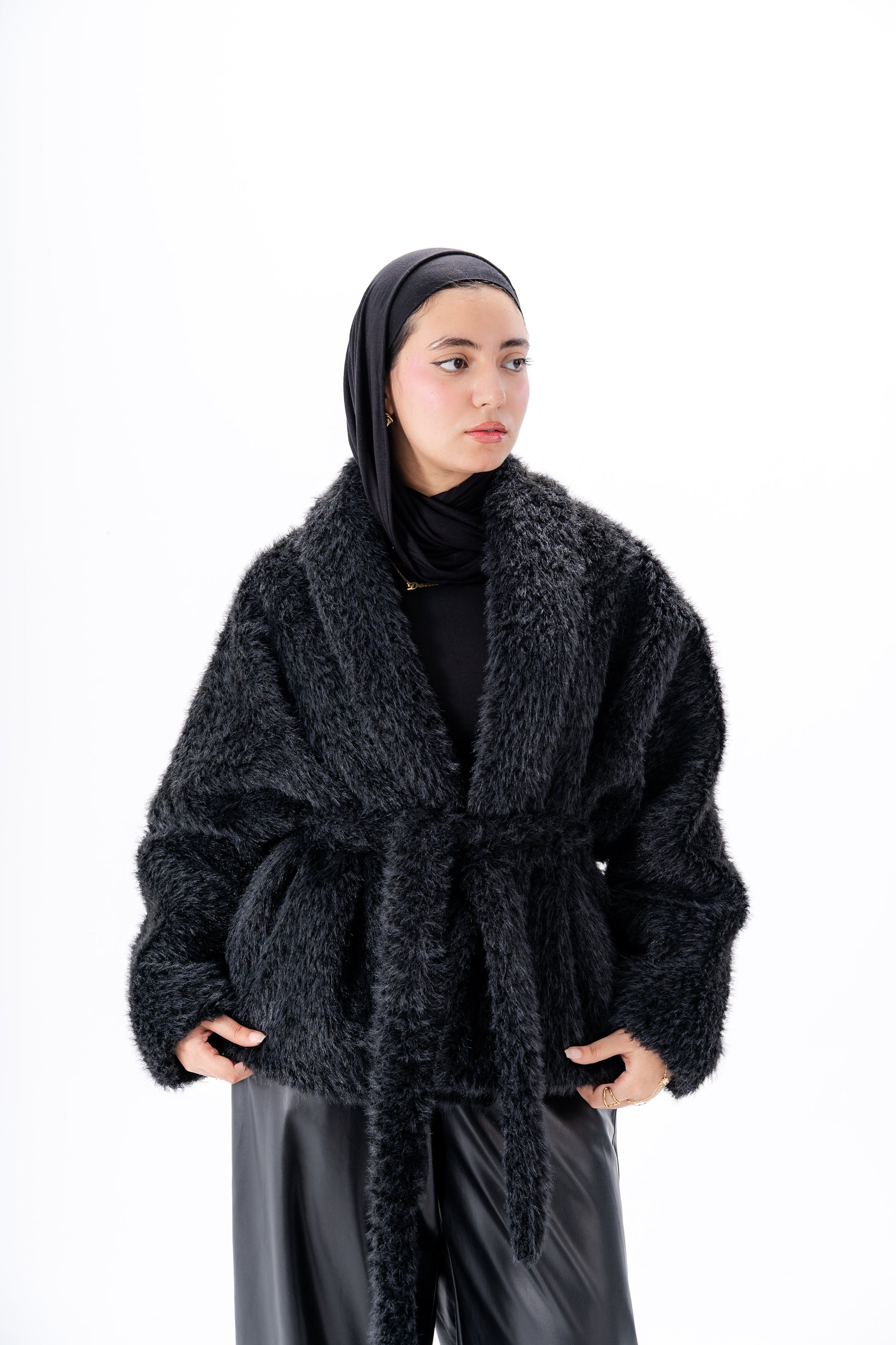 Faux Fur Jacket -Black