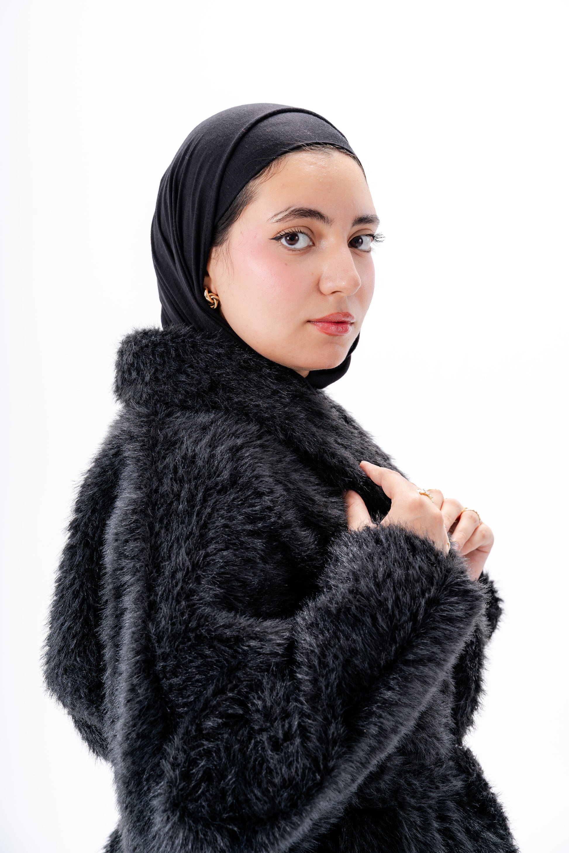 Faux Fur Jacket -Black