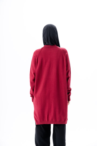 Long Basic Pullover- Maroon