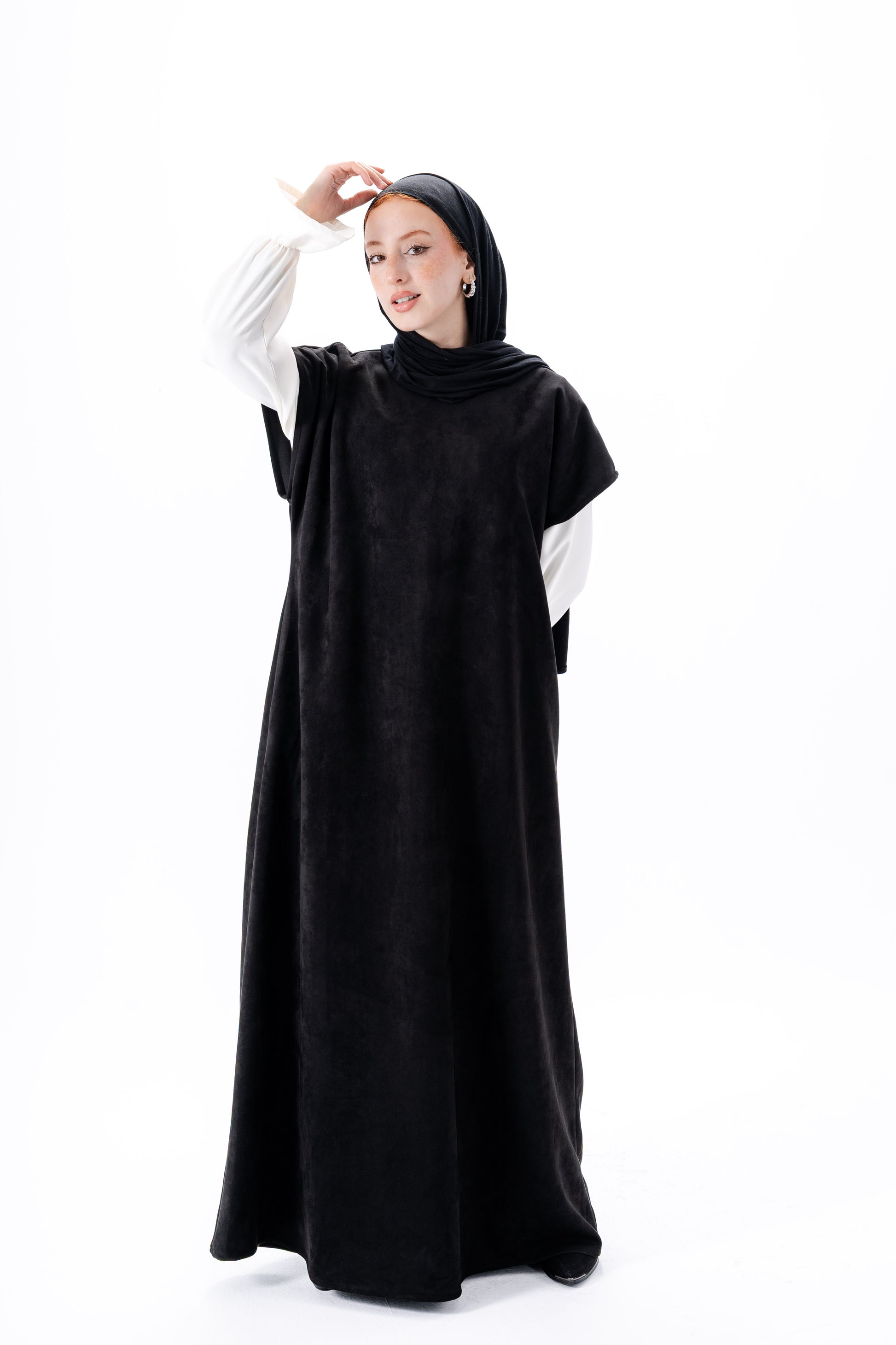 Layered White Sleeve Dress -Black