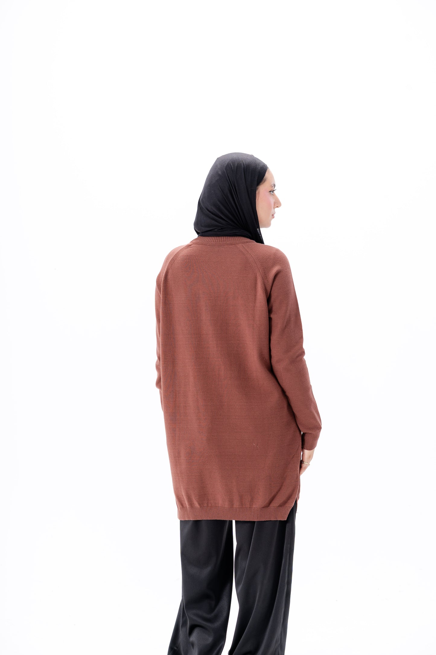 Long Basic Pullover- Brown