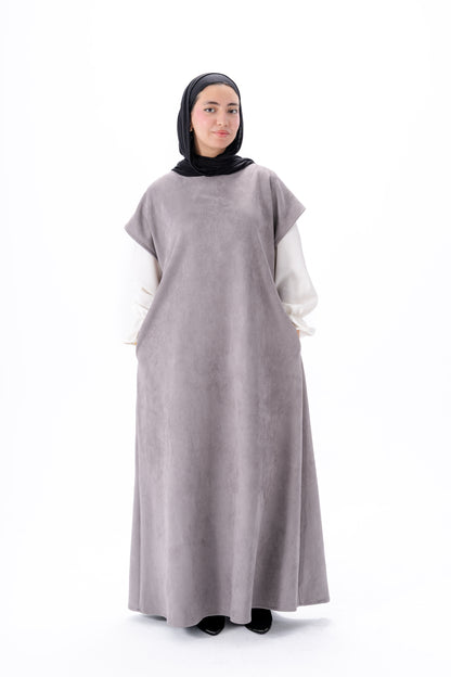 Layered White Sleeve Dress -Gray