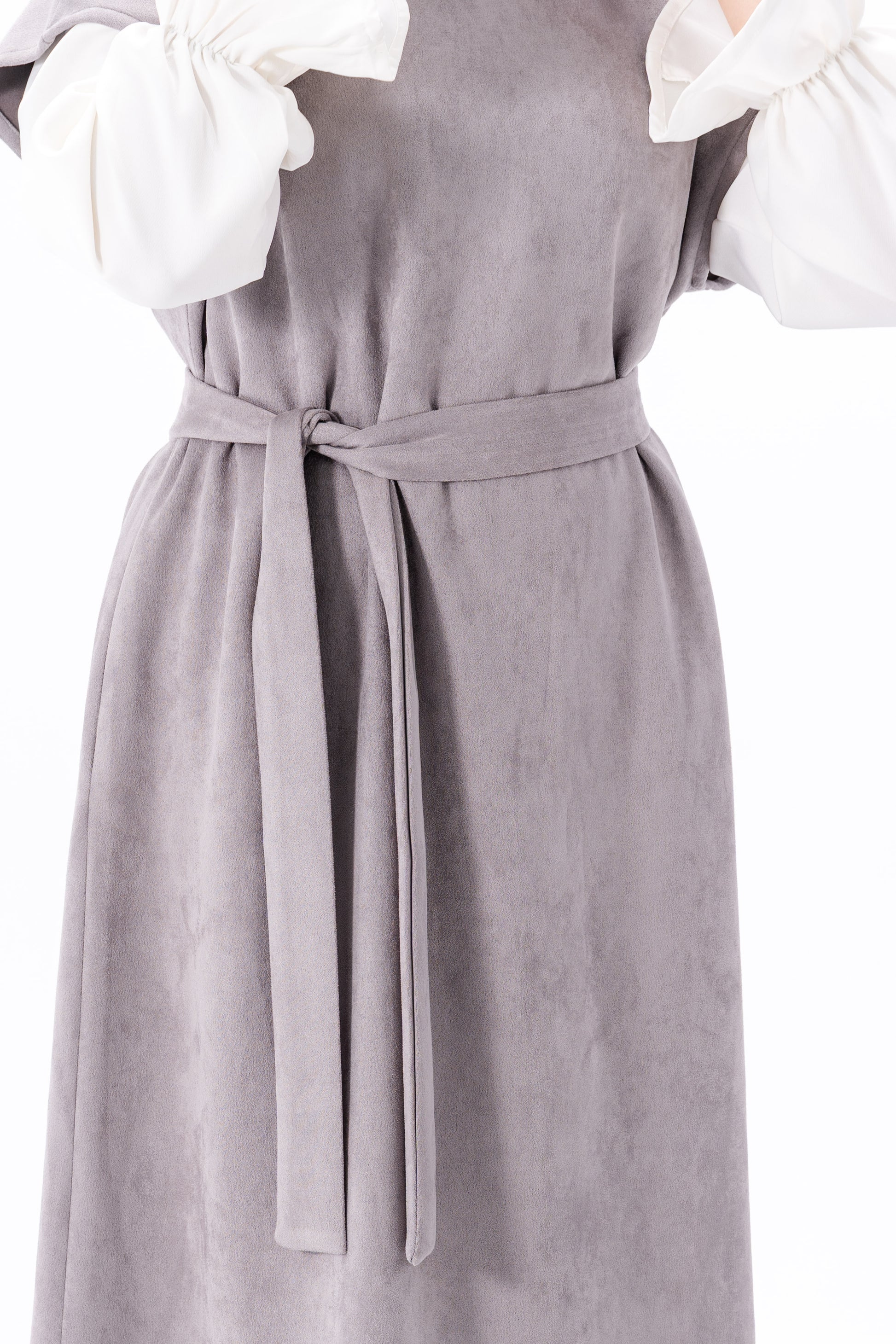 Layered White Sleeve Dress -Gray