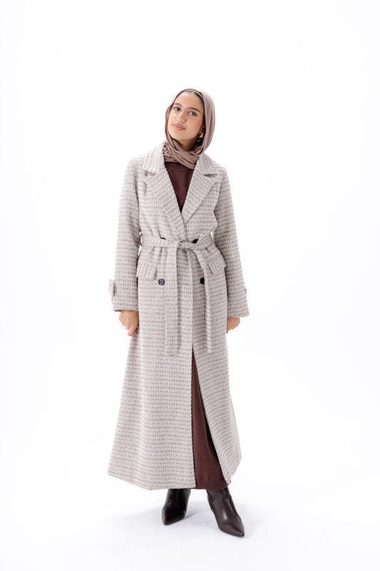 Elegant Tweed Coat -Brown