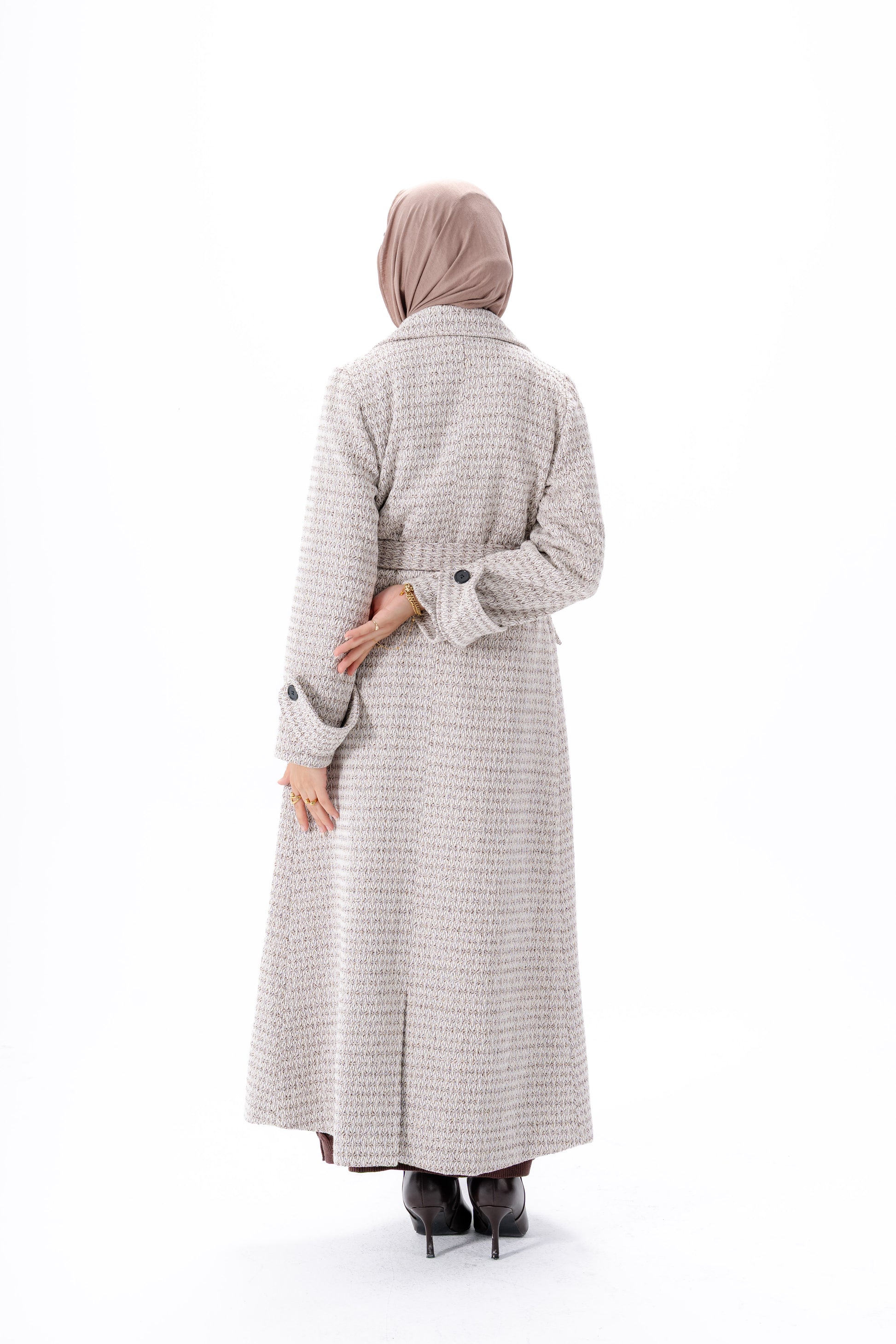 Elegant Tweed Coat -Brown