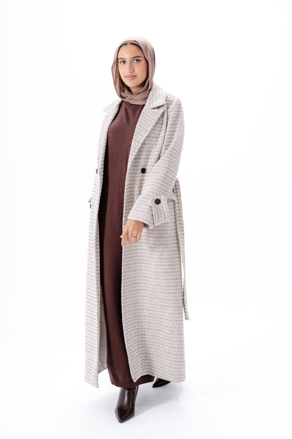 Elegant Tweed Coat -Brown