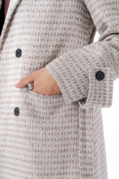 Elegant Tweed Coat -Brown