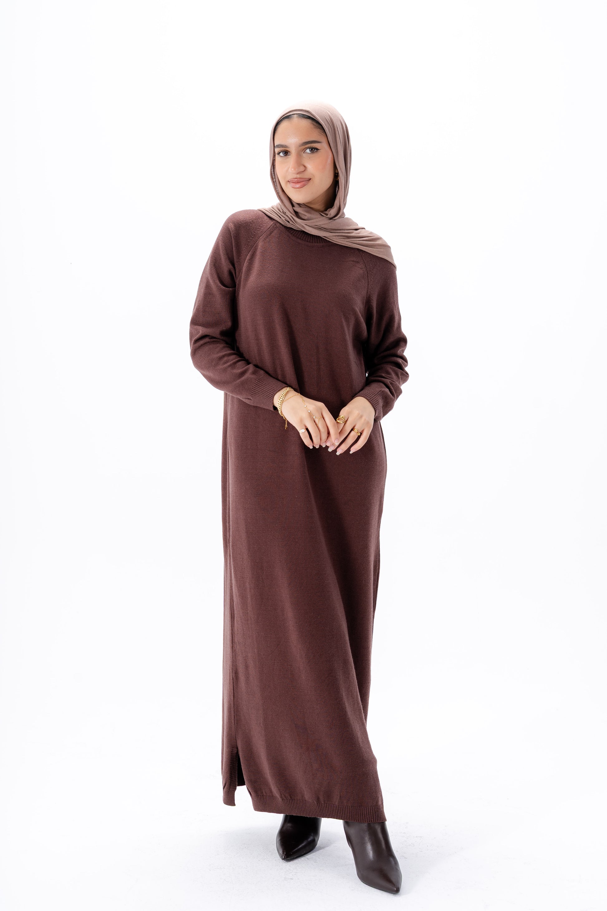 Long Basic Dress -Brown