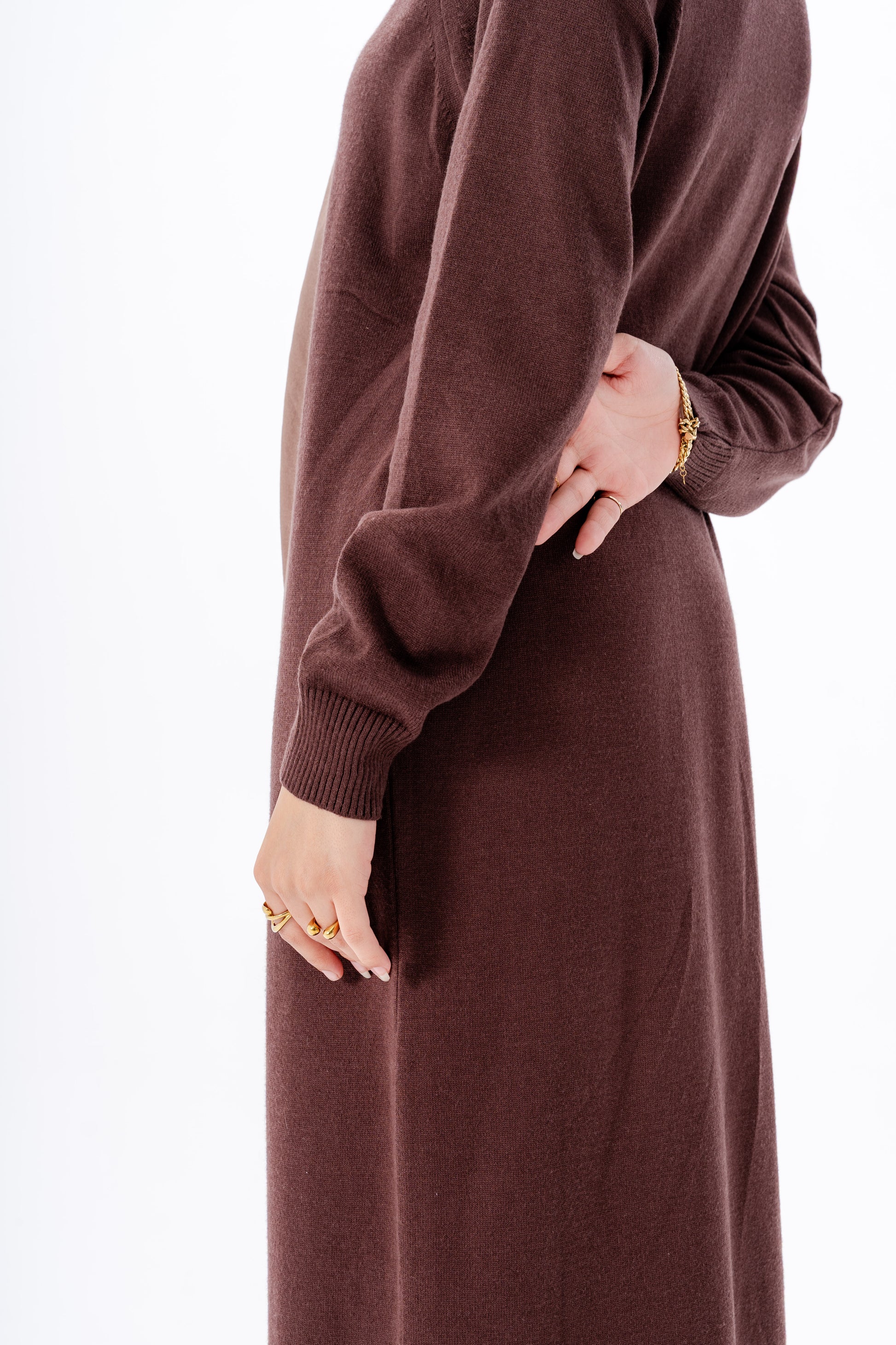 Long Basic Dress -Brown