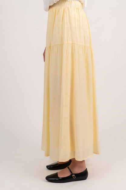 Soft Flow Maxi Skirt -Yellow