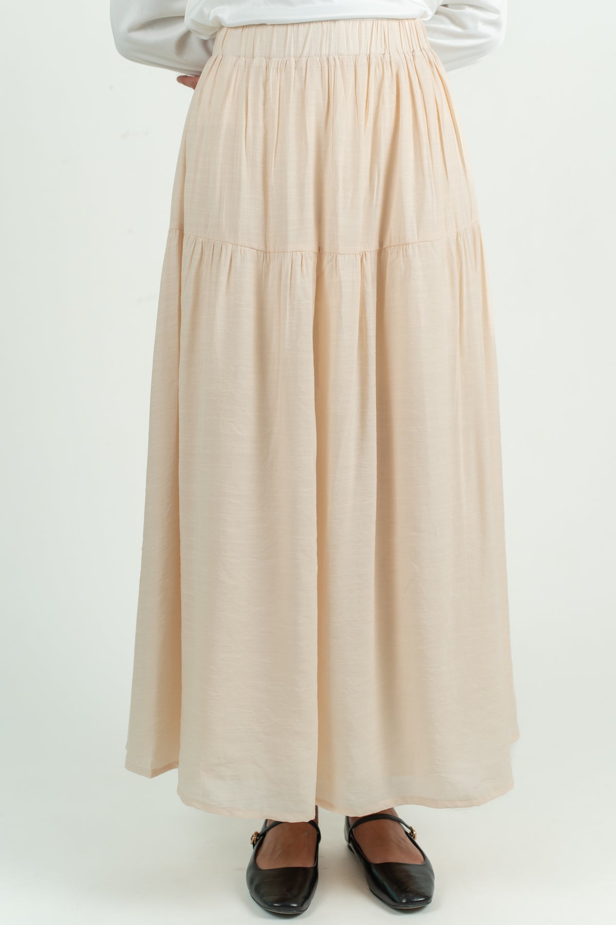 Soft Flow Maxi Skirt -Beige