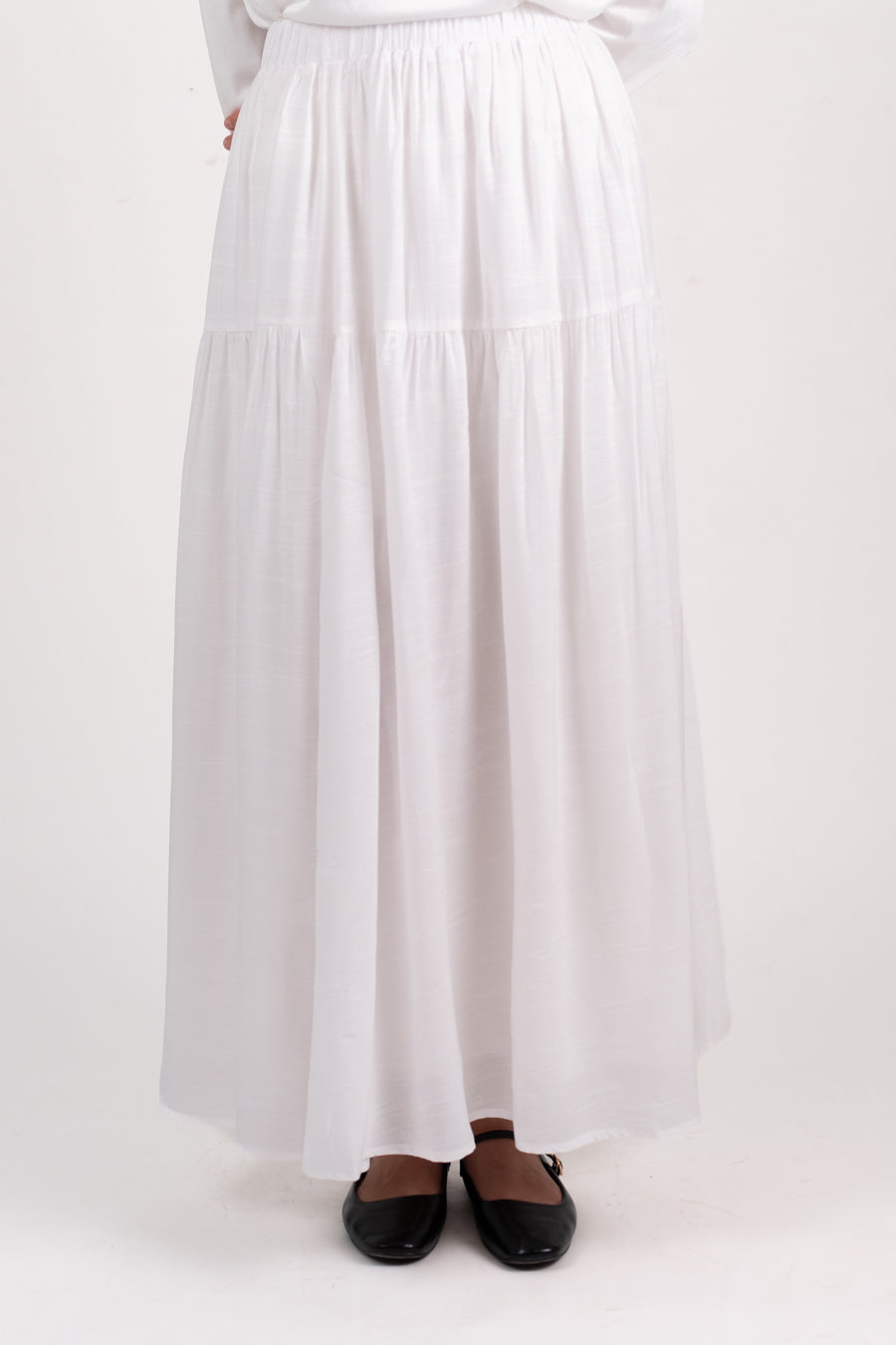 Soft Flow Maxi Skirt -White