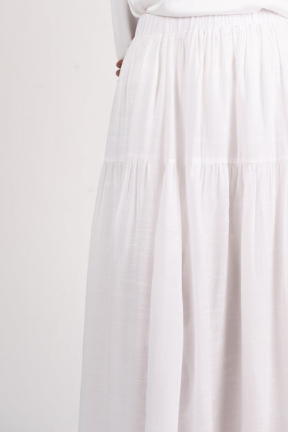 Soft Flow Maxi Skirt -White