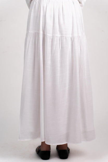 Soft Flow Maxi Skirt -White
