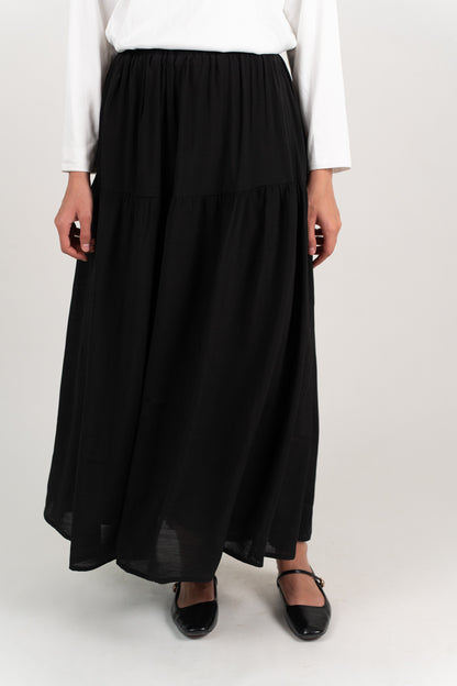Soft Flow Maxi Skirt -Black