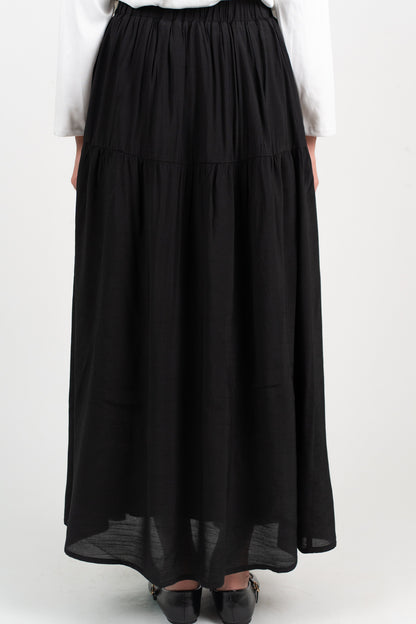 Soft Flow Maxi Skirt -Black