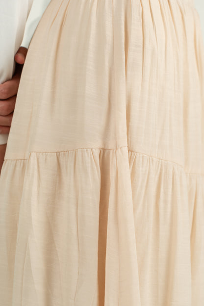 Soft Flow Maxi Skirt -Beige