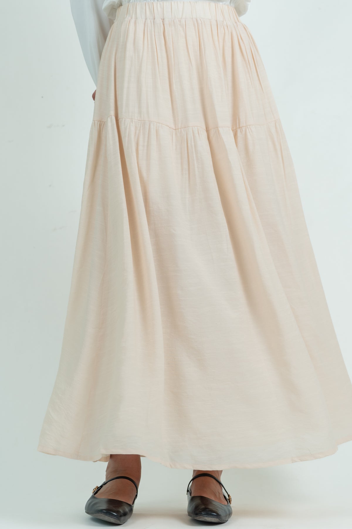 Soft Flow Maxi Skirt -Beige